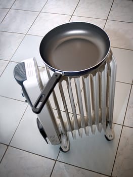Clear frying pan on an electric heater