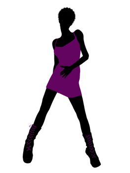 An african american girl silhouette punk girl on a white background