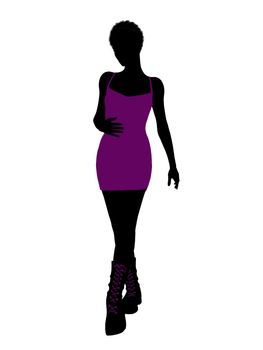 An african american girl silhouette punk girl on a white background