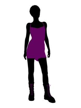 An african american girl silhouette punk girl on a white background
