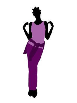 African american woman casually dressed silhouette on a white background