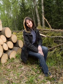 Beautiful young women in forest