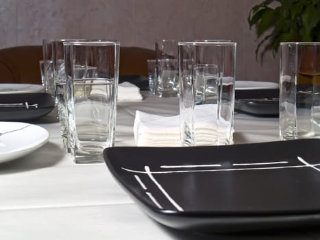 A place setting preparing for dinner