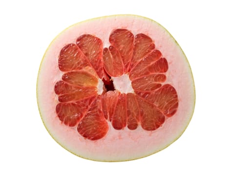 Slice of pomelo fruit isolated on te white background