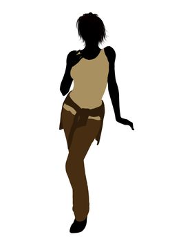 Woman casually dressed silhouette on a white background