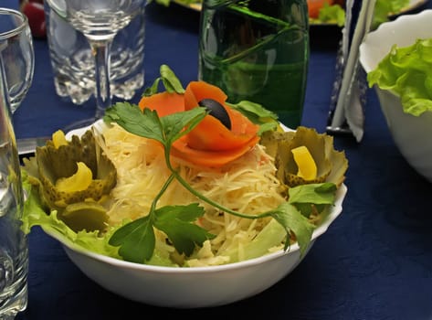 Beautifully served cheese salad 