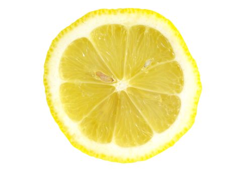 Closeup of half a lemon, isolated on white