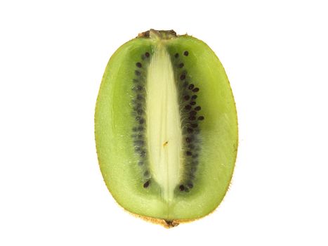 A sliced kiwi fruit, isolated on white