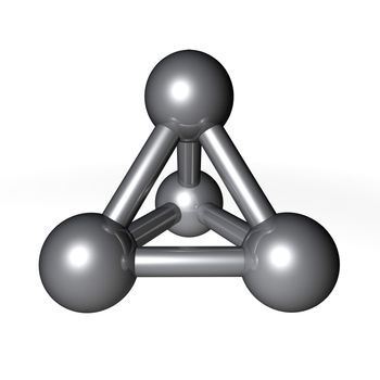 simple metallic grey molecular structure rendered in 3D