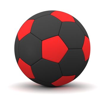 classic ball consisting of red pentagons and black hexagons