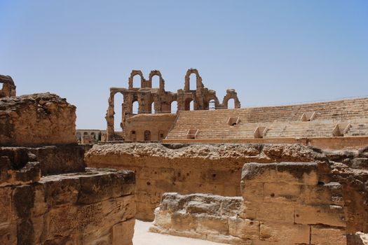 Ruins of Roman Amphitheater in El-Jem, Tunisia (UNESCO World Heritage)