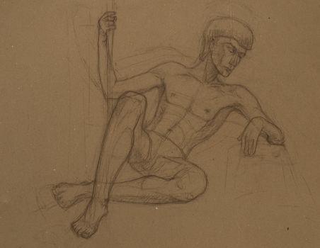 drawings of nude  man portrait.  Academical art. I am the author of this drawing.