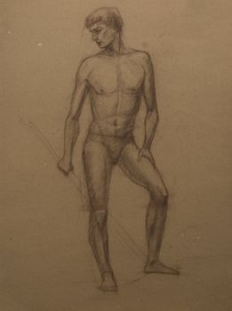 drawings of nude  man portrait.  Academical art. I am the author of this drawing.