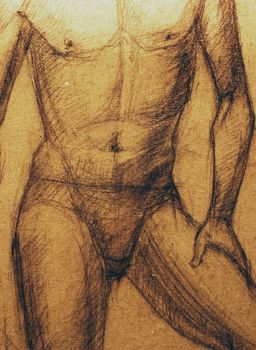 drawings of nude  man portrait.  Academical art. I am the author of this drawing.