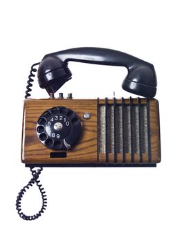 Vintage telephone isolated on white background