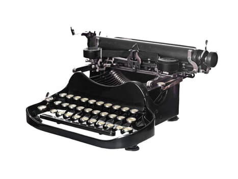 Vintage typewriter isolated on white background