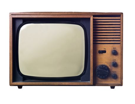 Vintage television isolated on white background