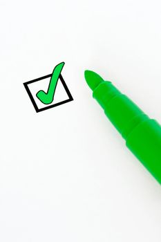 Check-box ticked with a green felt pen