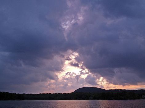 Dramatic sunset with colored clouds       