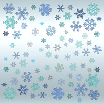 Abstract with white snow flakes against blue background