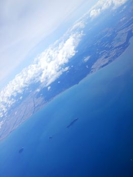 a top view from sky - island, sea, ocean