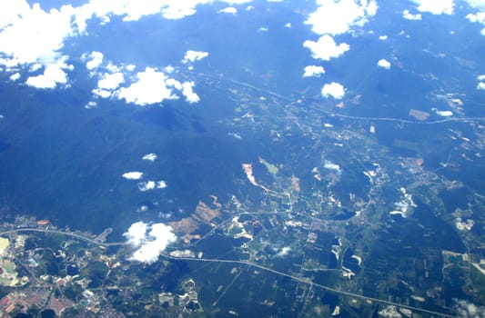 a top view from sky - island, sea, ocean