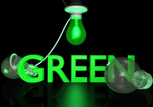 Green bulb showing "Go Green" concept.