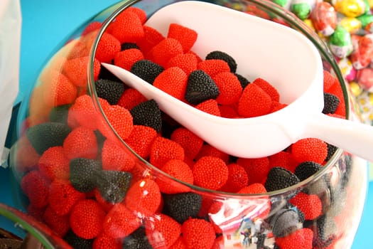 Colorful jelly candies in form of berries
