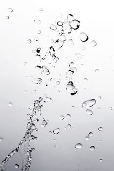 
The drops of water flying in air