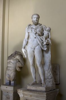Antique statue in Vatican of ancient naked man