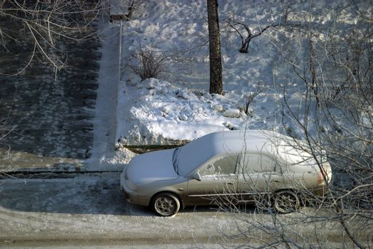 The image of the stood automobile on road