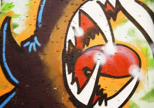 Close up of door covered in graffiti