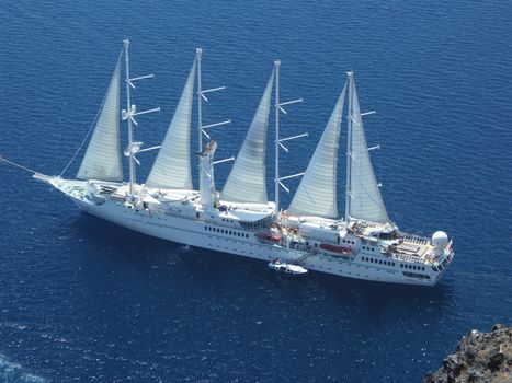 Picture of a cruise ship near Santorini