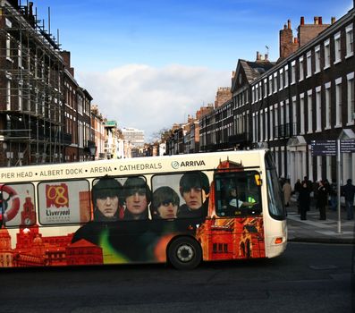 Liverpool public transport bus commemorating Capital of Culture 2008