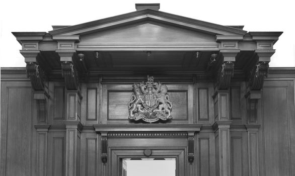 Very old courtroom (1854) in monochrome