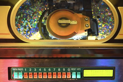 Close-up of jukebox.