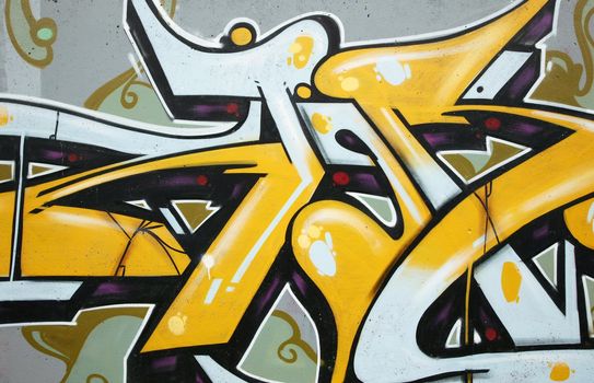 Inner city background with colorful graffiti