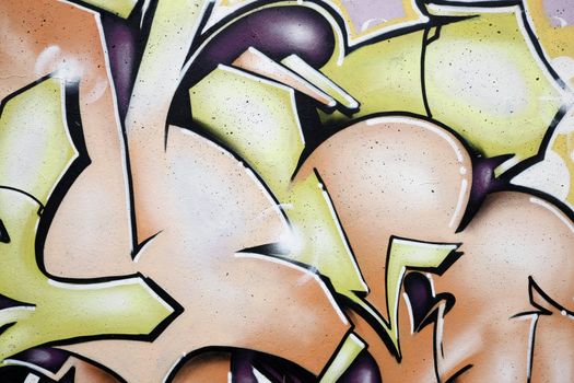 Inner city background with colorful graffiti