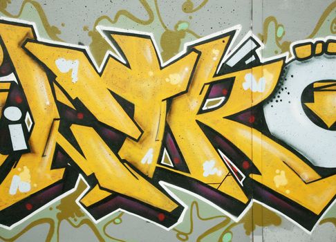 Inner city background with colorful graffiti