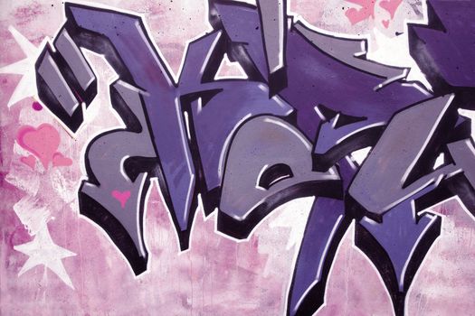 Inner city background with colorful graffiti