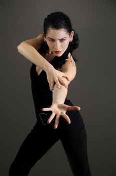 Portrait of Passionate hispanic flamenco dancer woman