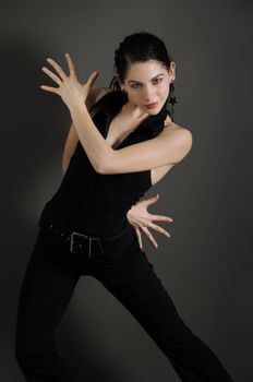 Portrait of young passionate flamenco dancer woman