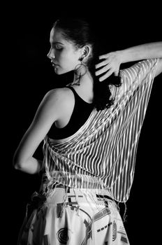 Portrait of young passionate hispanic flamenco dancer female