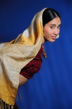 Portrait of young indian beauty in traditional clothes