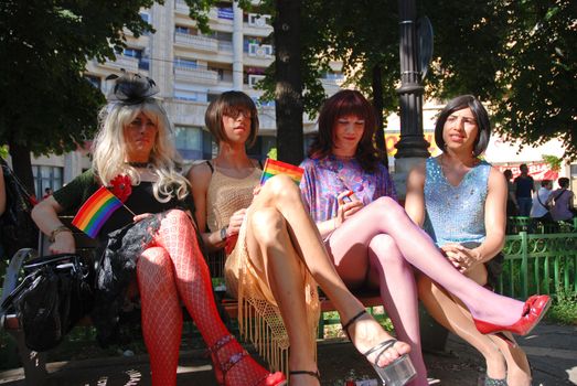 Participants parade at Gay Fest Parade May 23, 2009 in Bucharest, Romania.