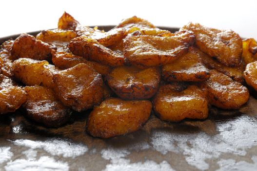 Detail of typical cuban dish - fried bananas 