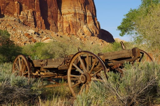 Wooden wagon on a ranch