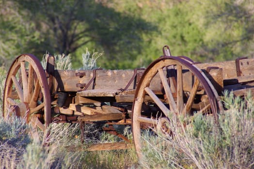 Wooden wagon on a ranch