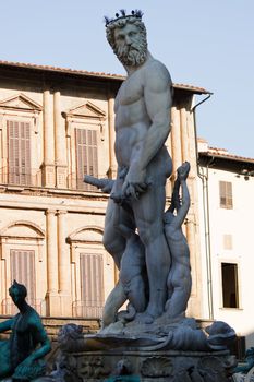 Statue of Poseidon on top of the Neptune Fountain by Amannati 