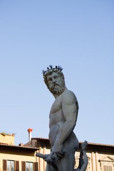 Statue of Poseidon on top of the Neptune Fountain by Amannati 